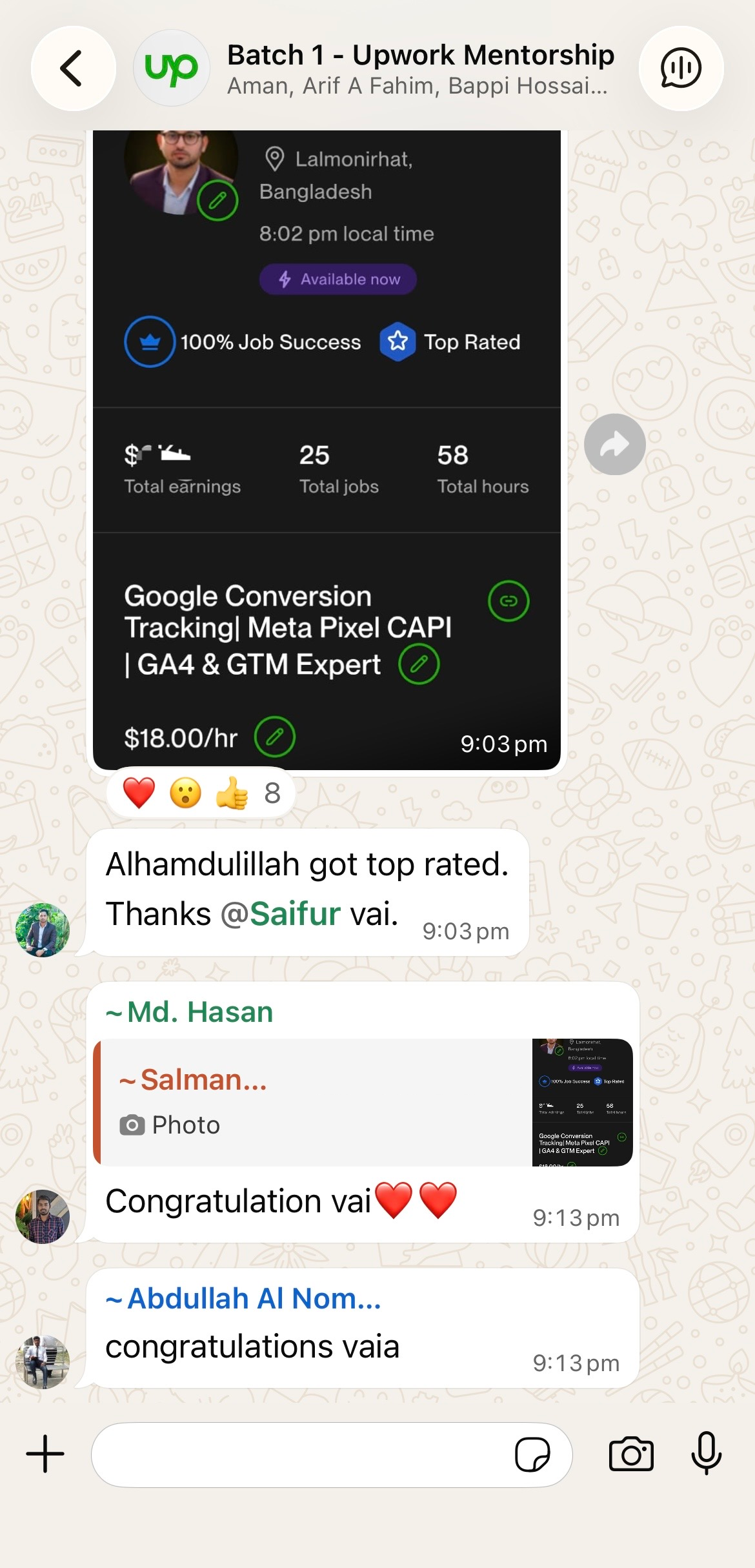 Lalmonirhat student achieves Top Rated on Upwork
