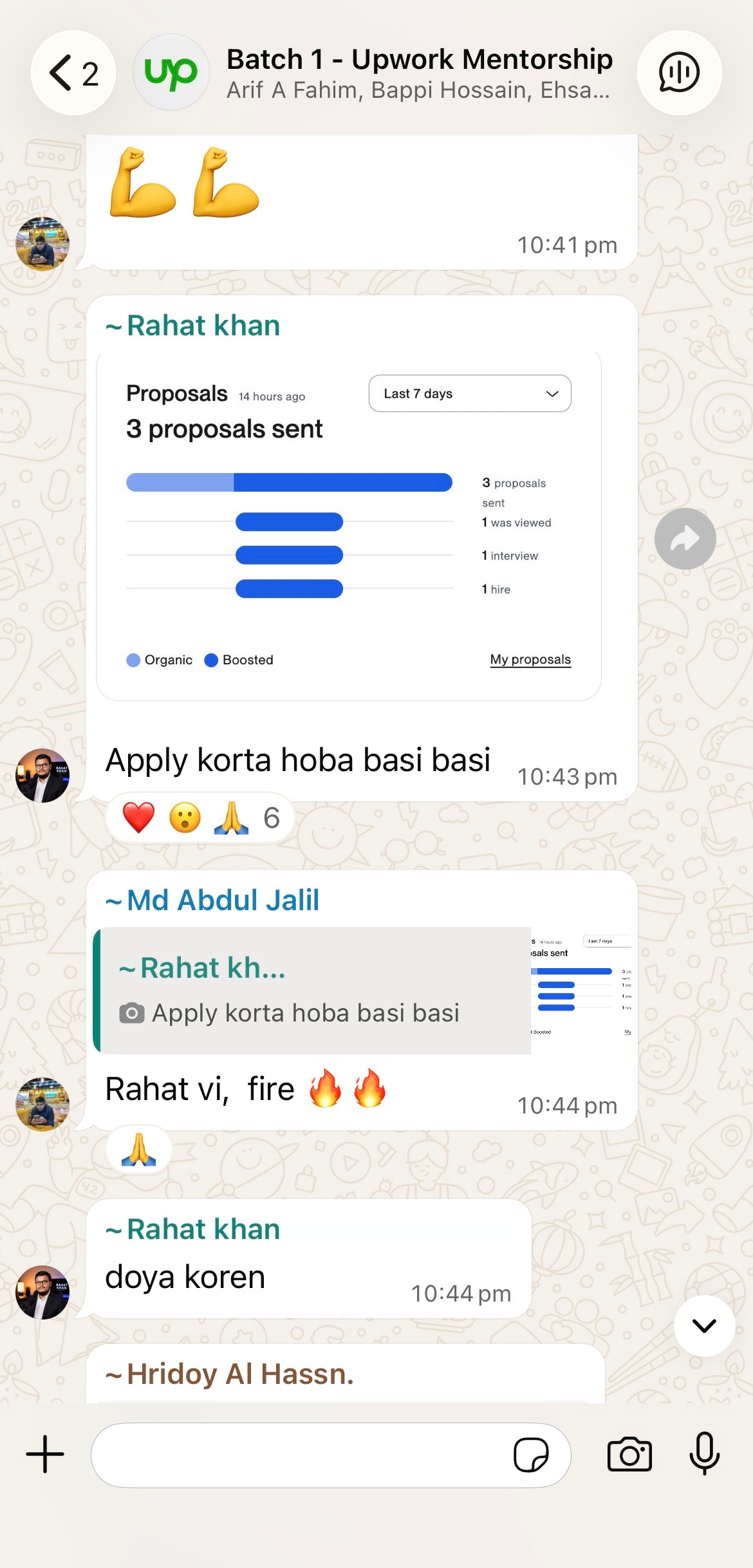 Rahat's proposal win celebrated in the mentorship group