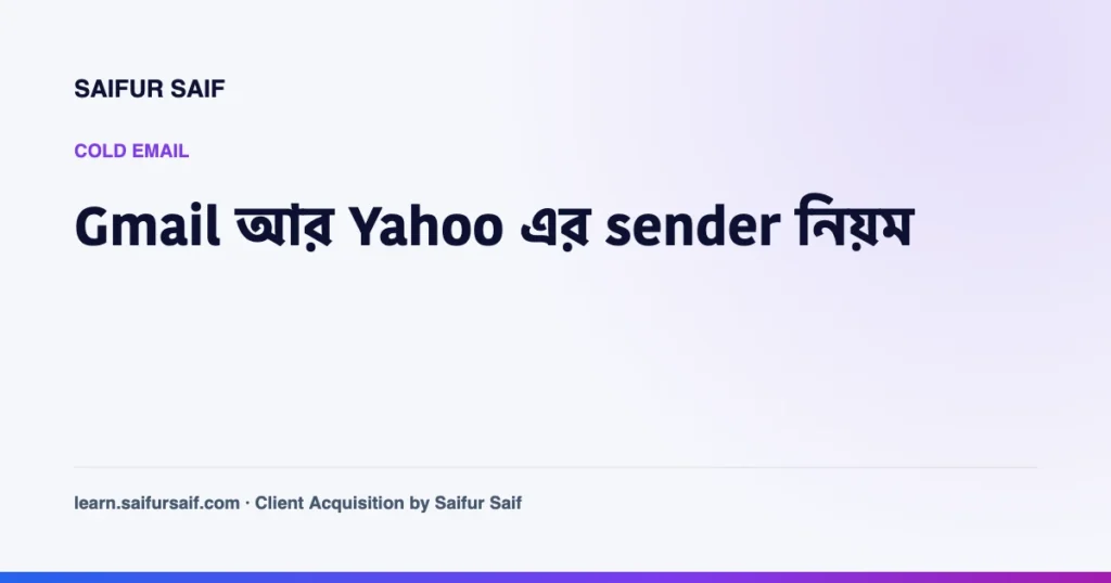 Gmail আর Yahoo এর sender requirements নিয়ে কভার ছবি